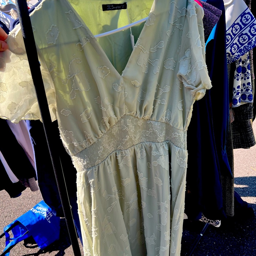 Floor Length Maxi Green Floral Dress